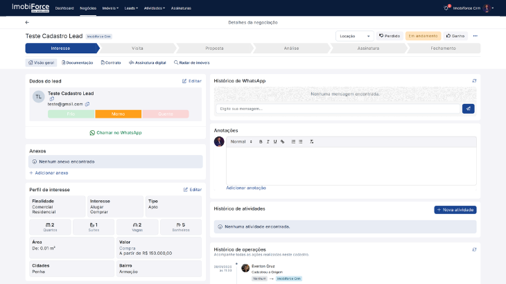 Dashboard do ImobiForce